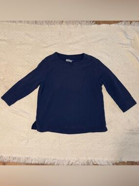 VTG by TAYLOR 100% Cotton Gauze Split Neck Top Blue S/M Waffle Knit Tunic